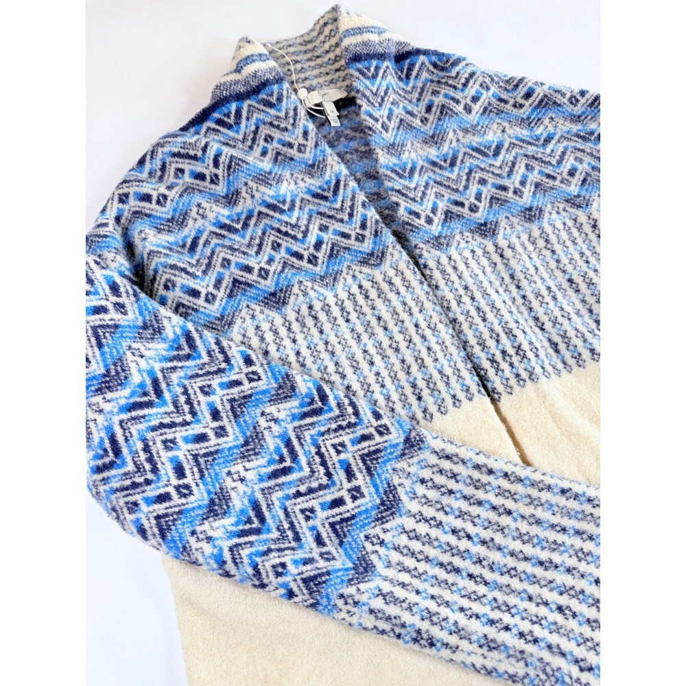 Joie Radegonde Cardigan Sweater Womens M Blue Wool Alpaca Fair Isle Open‎ Front - Picture 3 of 9
